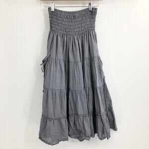 Cotton Flower Tiered Pocket Skirt 100% Cotton Maxi Skirt Flowy Hippie One Size